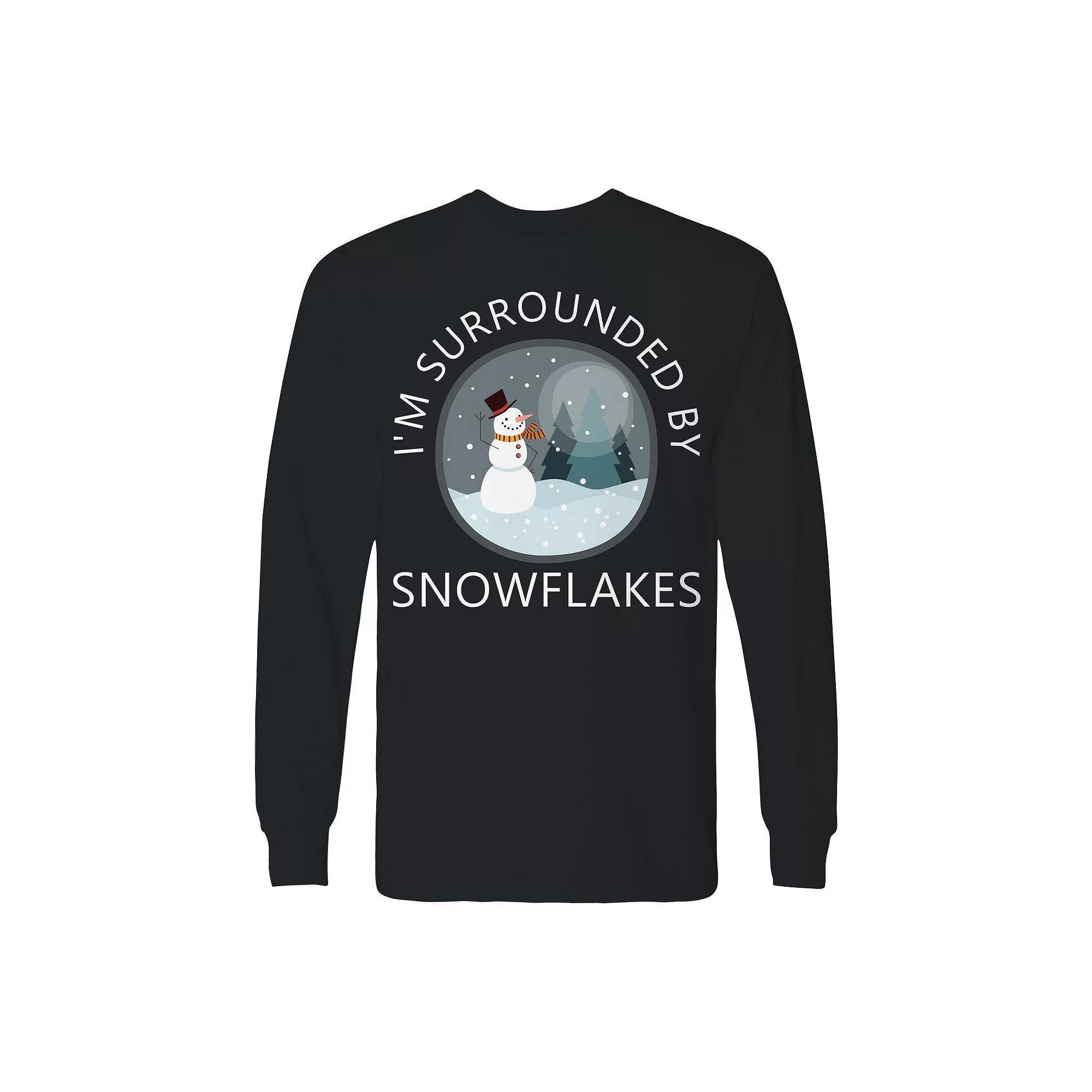 Men's Christmas Surrounded Snowflakes Long Sleeve Graphic Tee, Adult Unisex,  Product Image