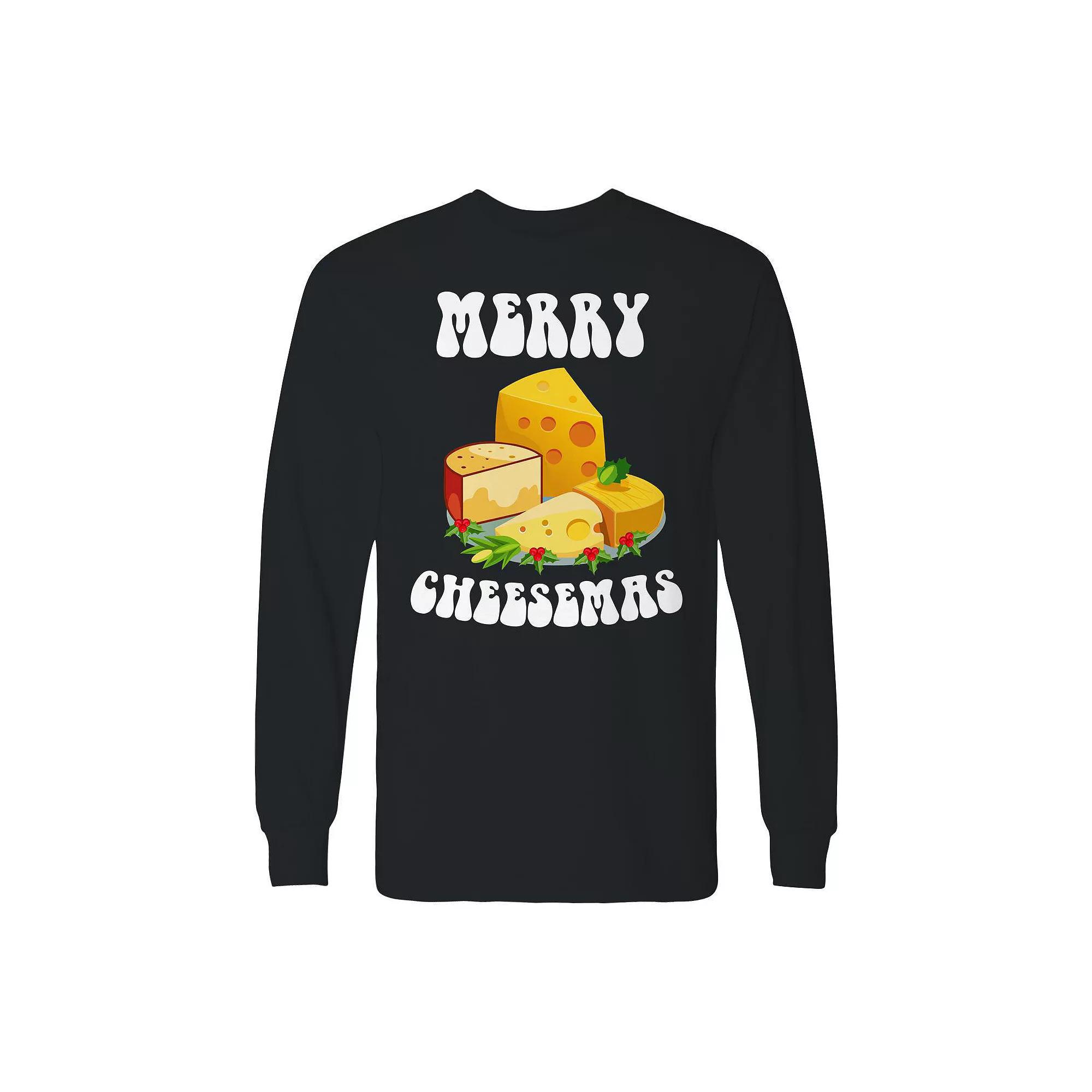Men's Christmas Merry Cheesemas Long Sleeve Graphic Tee, Adult Unisex,  Product Image