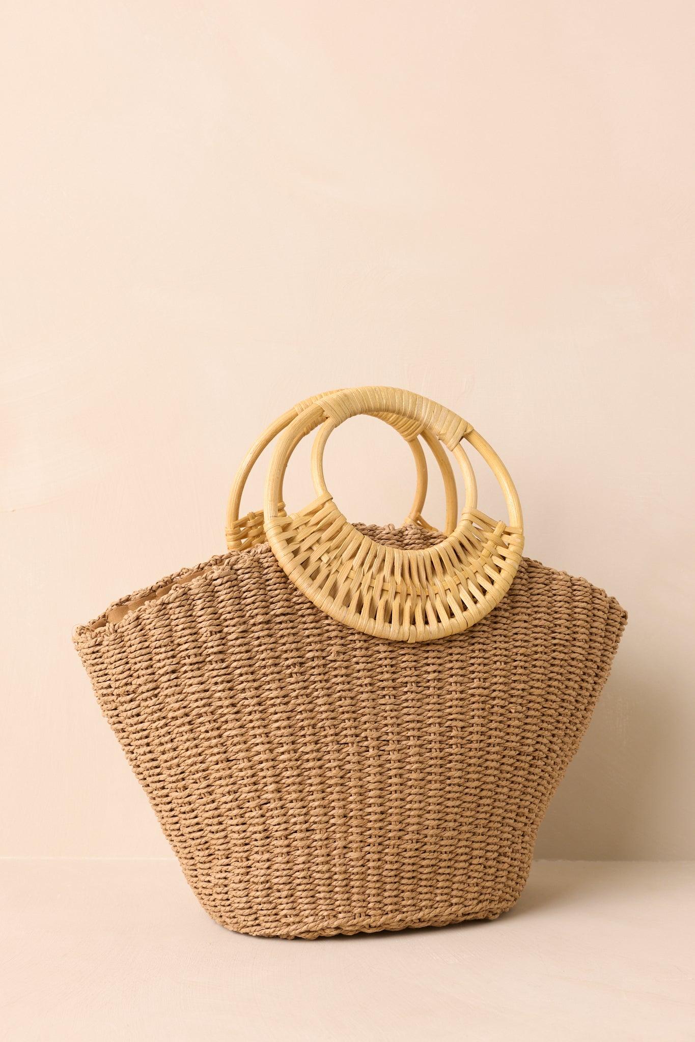 The Calm Of The Coast Tan Raffia Woven Handbag Product Image