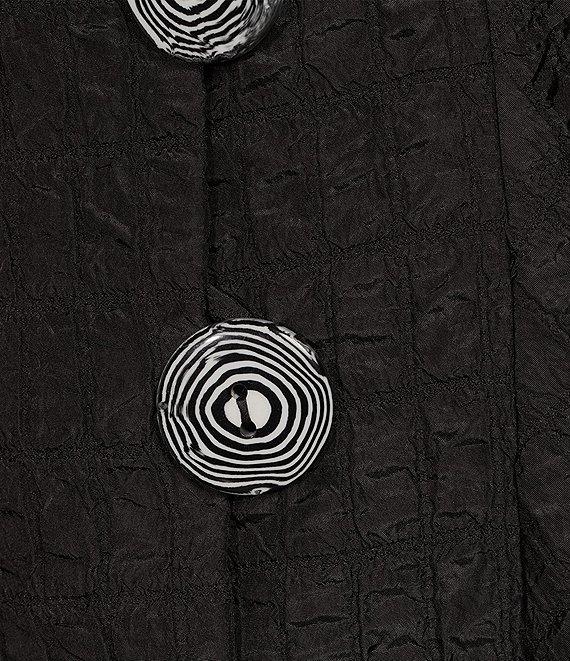 IC Collection Crinkle Jacquard Textured High Neck Bracelet Sleeve Button Front Jacket Product Image