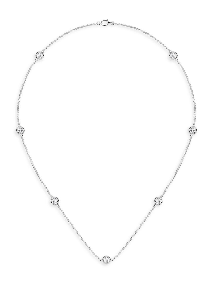 Womens 14K White Gold & 7-Diamond Station Necklace/0.70-2.10 TCW Product Image