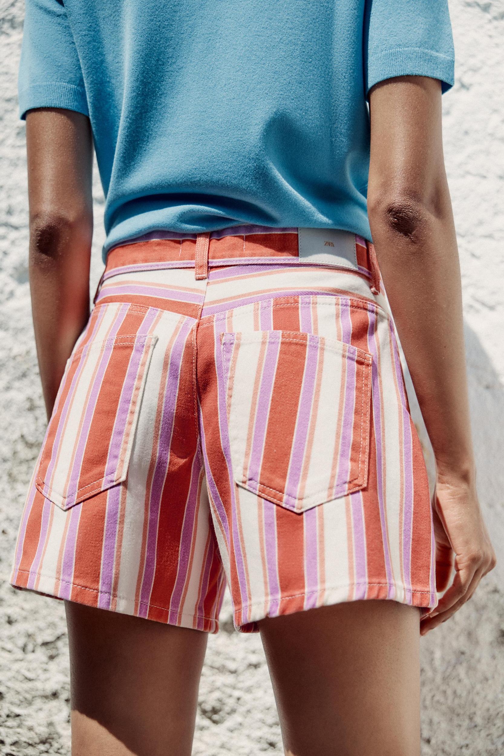 Z1975 MOM FIT HIGH-WAISTED STRIPED SHORTS Product Image