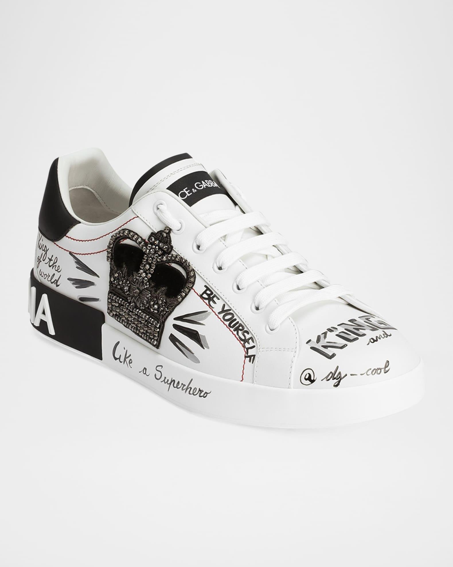 Men's Portofino Printed Leather Sneakers with Patch Product Image