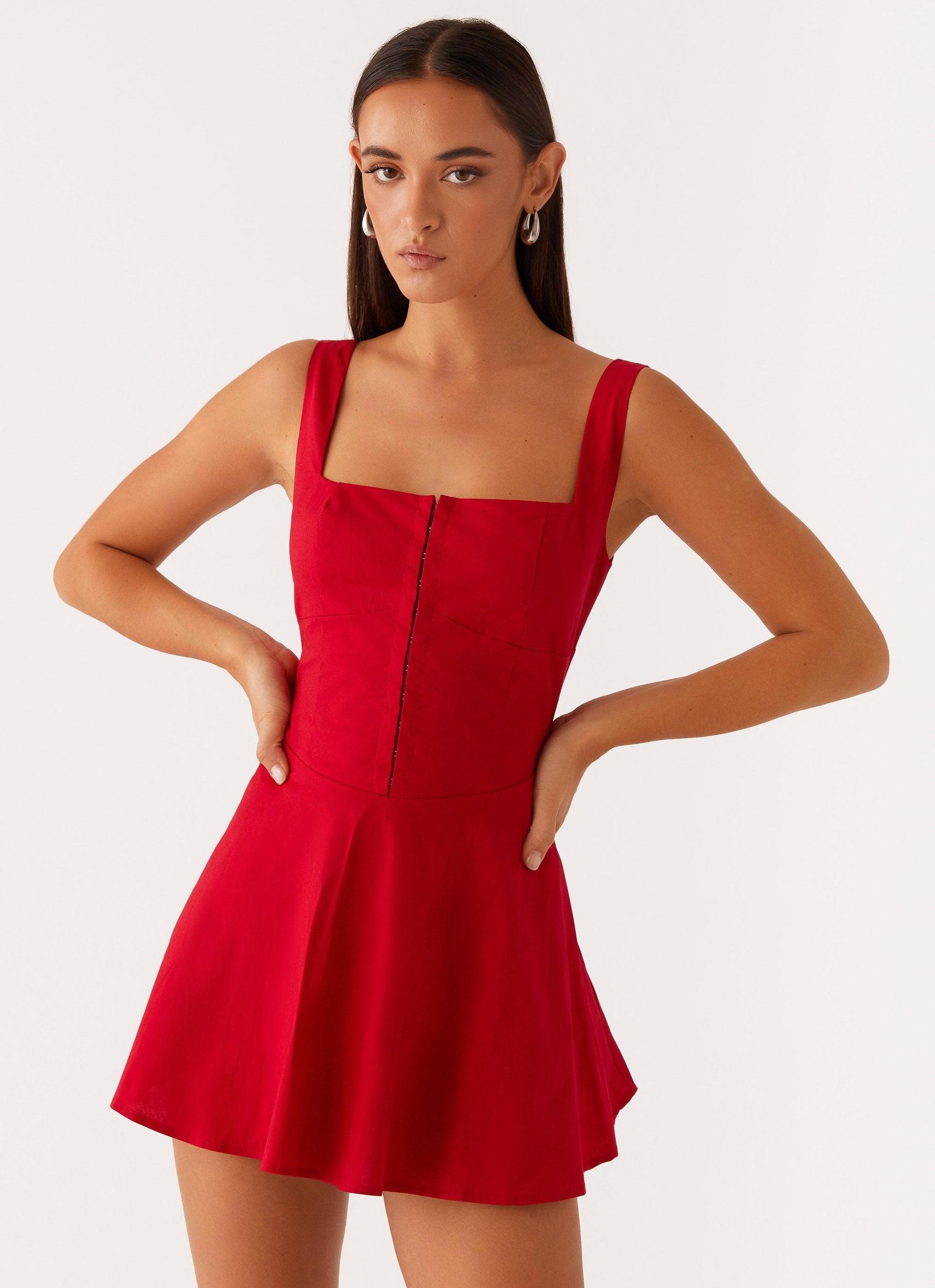 The Isle Mini Dress - Red Product Image