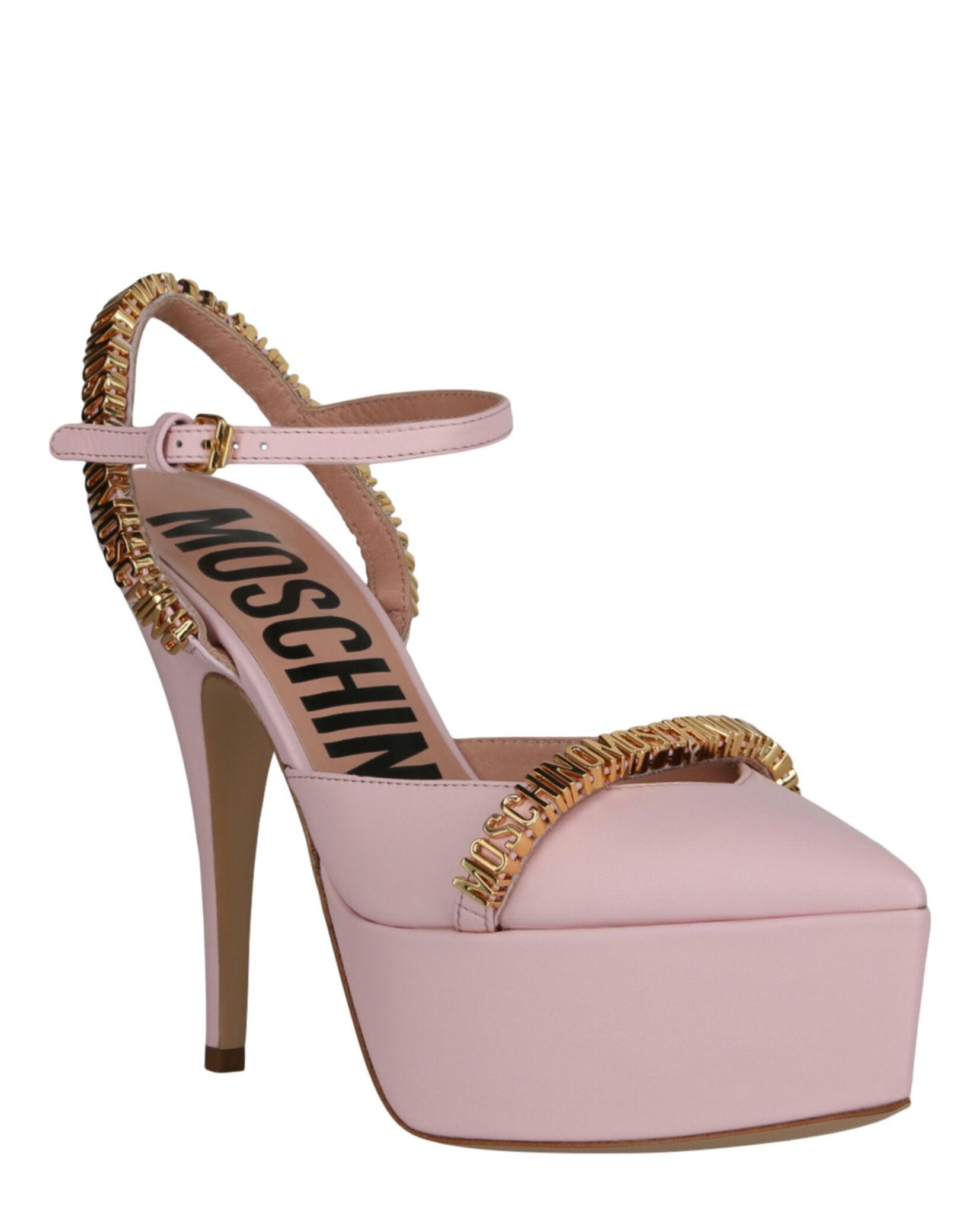 Moschino Logo Lettering Ankle Strap Pumps Female Product Image