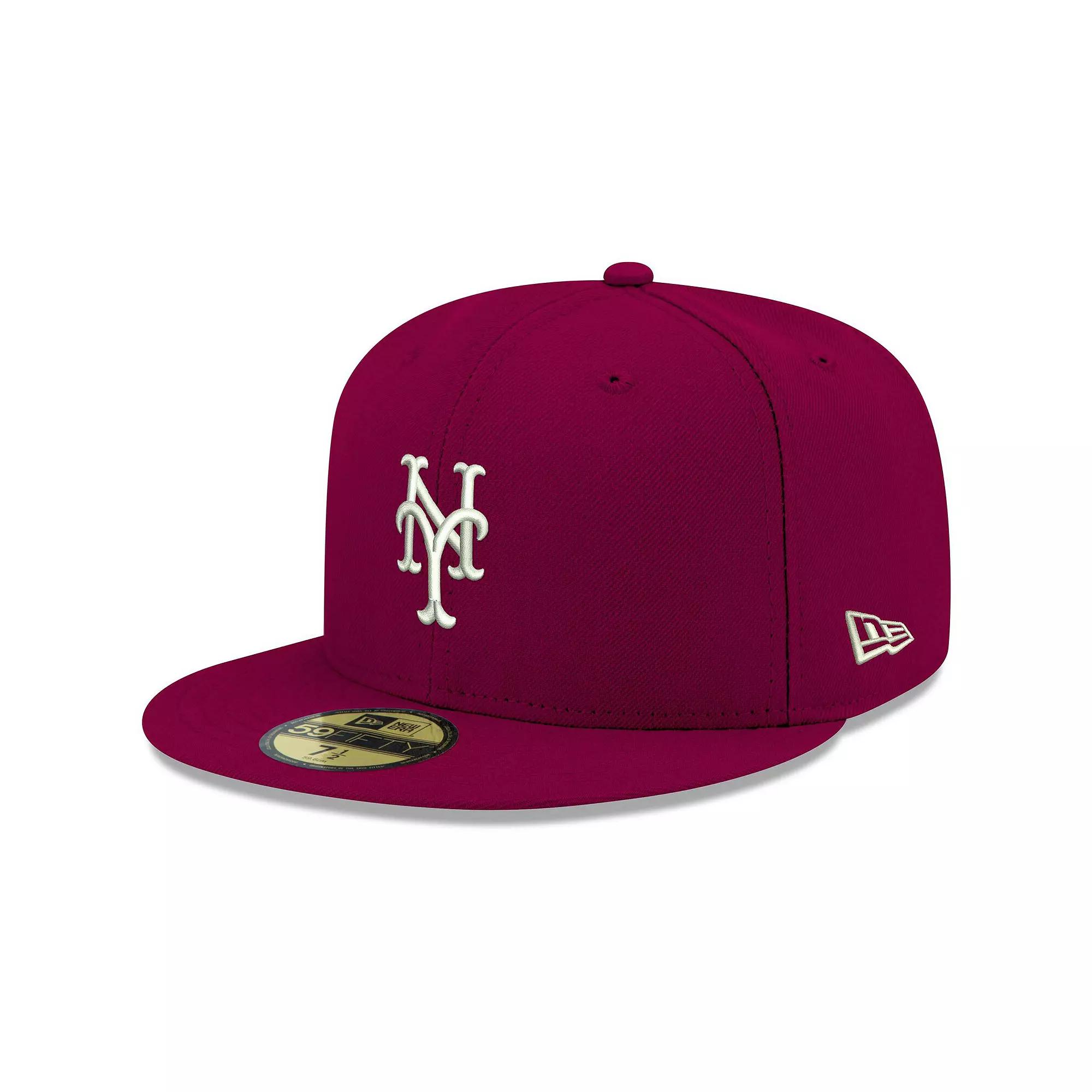 Men's New Era Cardinal New York Mets White Logo 59FIFTY Fitted Hat, Size: 7 5/8, Red Product Image