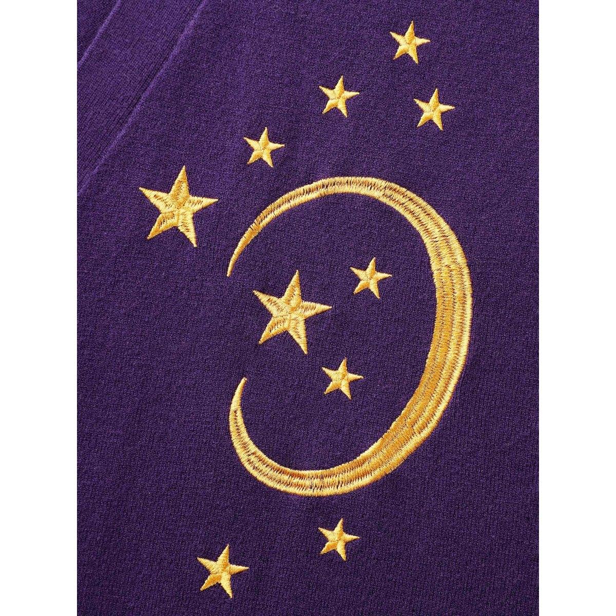 Plus Size Supersoft Essentials Celestial Embroidered Cardigan Eggplant Women Casual Loose Long Sleeve Everyday Cardigans BloomChic 30/6X Product Image