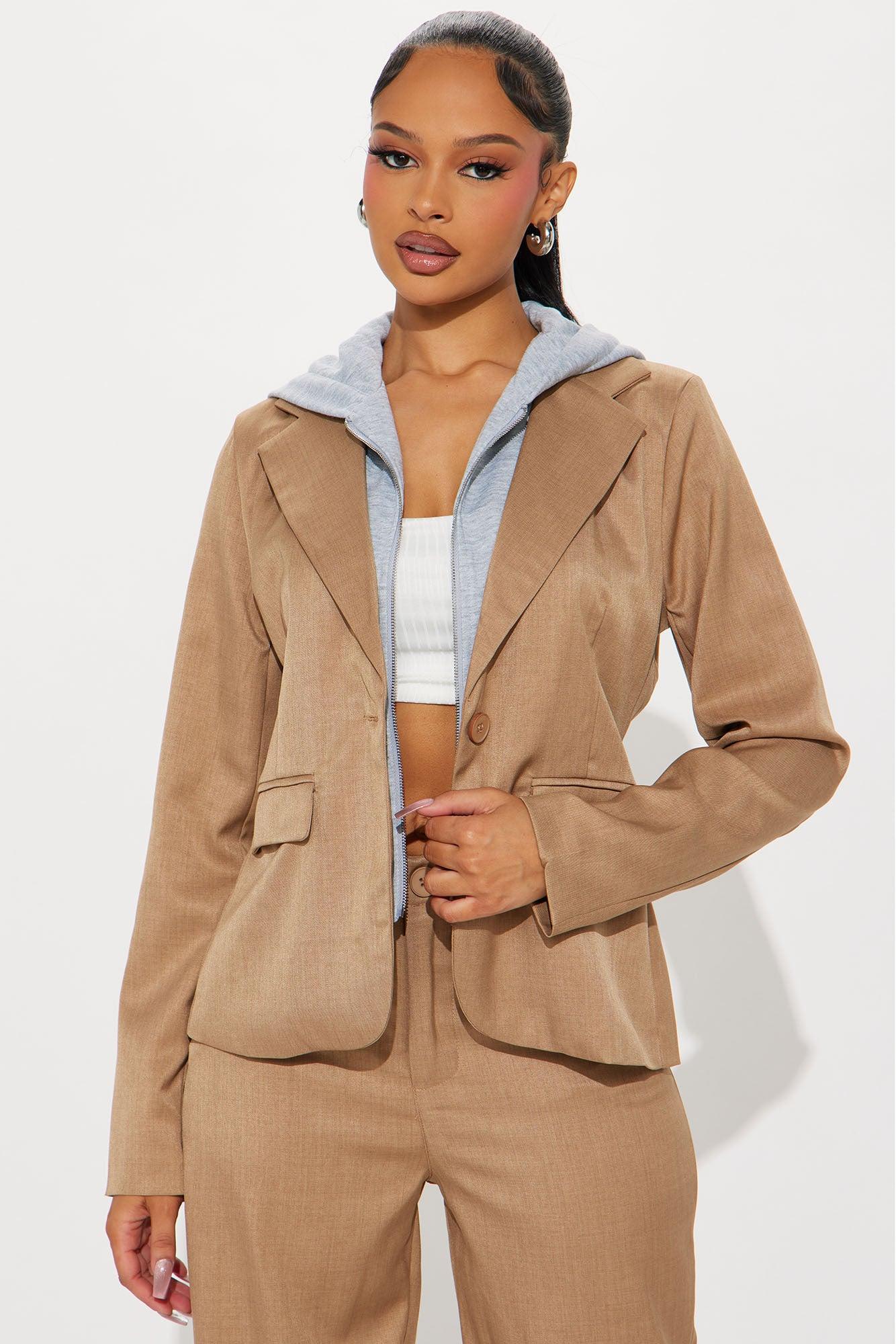 LA Vibe Blazer Pant Set - Camel/combo Product Image