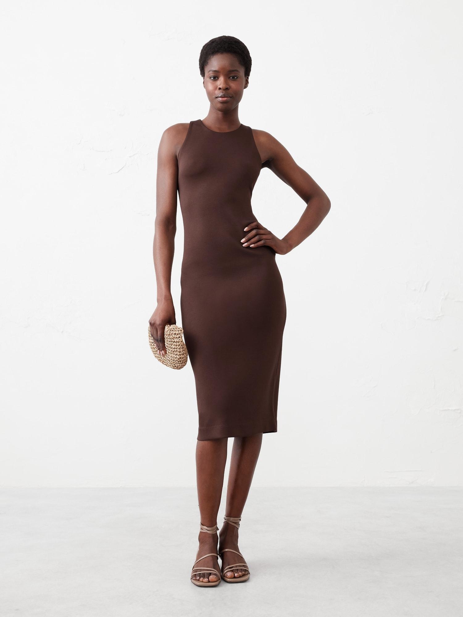 Racer-Neck Knit Midi Dress Product Image