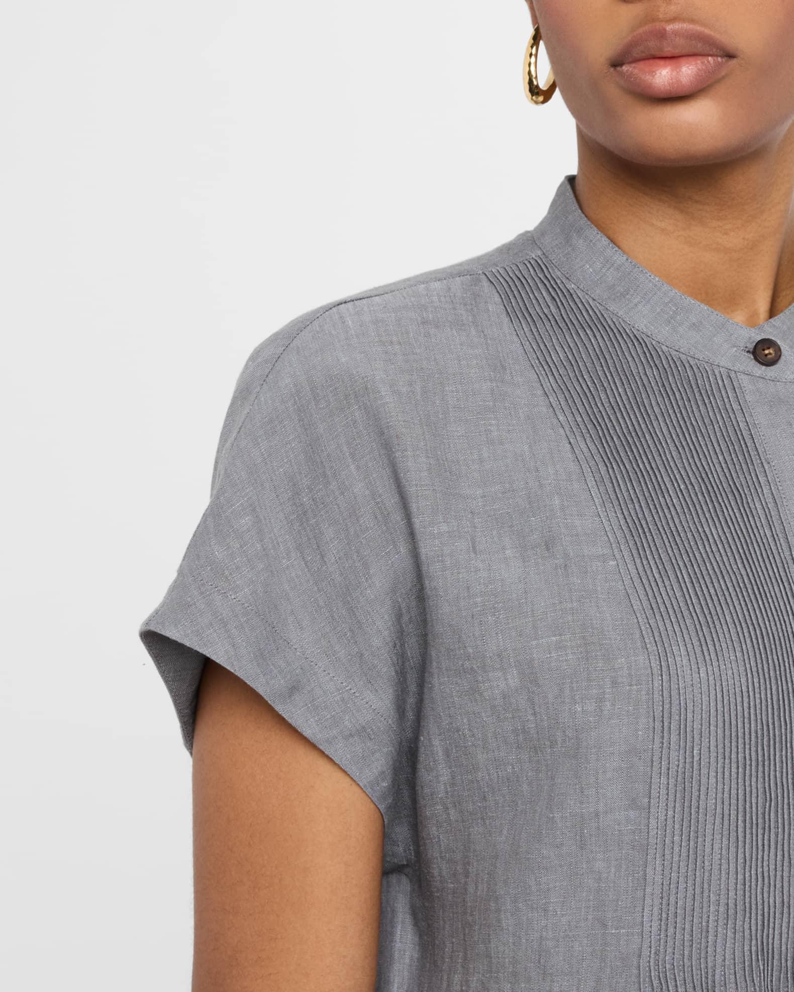 Ruched Pintuck Linen Dress Product Image