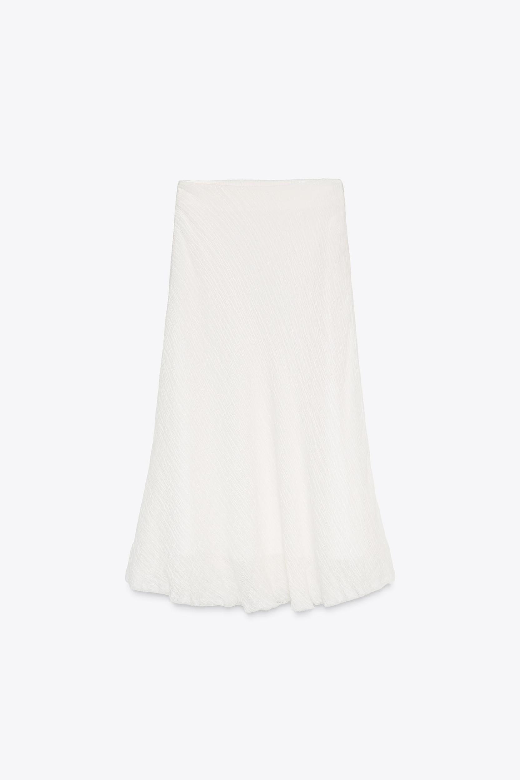 100% LINEN MIDI SKIRT ZW COLLECTION Product Image