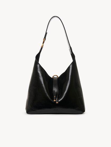 Small Marcie hobo bag in shiny leather Product Image
