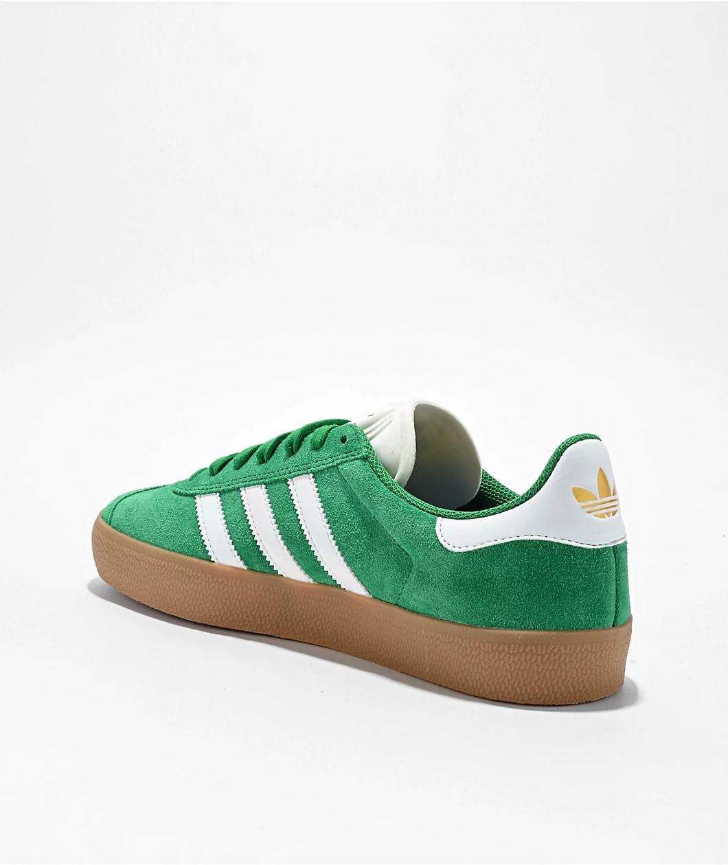adidas Gazelle ADV Green, White & Gum Skate Shoes Product Image