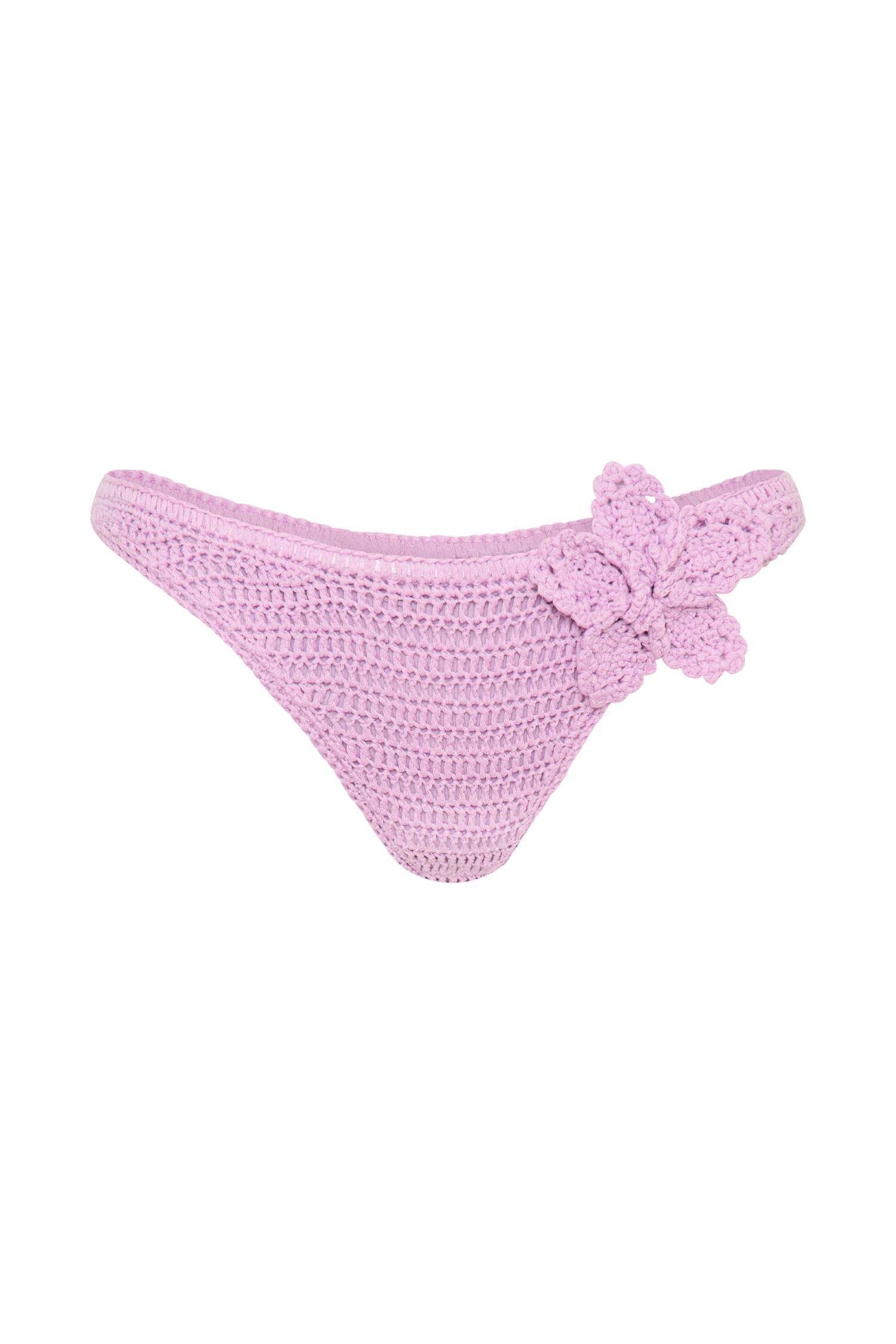 Skye Floral Crochet Tie Up Bikini Bottom - Lilac Product Image