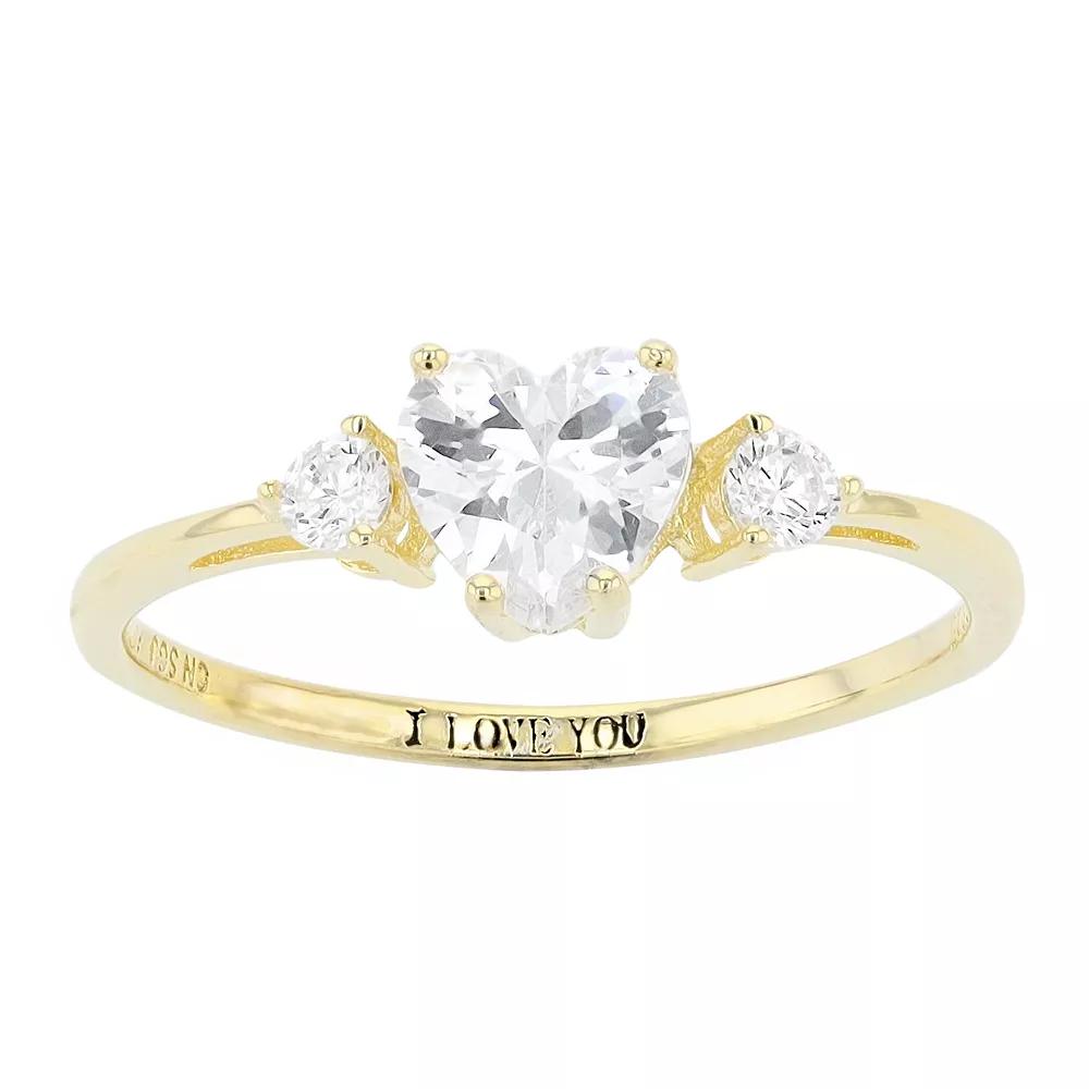 Stella Valentino 14k Gold Over Silver Lab Created Moissanite Heart Ring, Womens Gold Tone Product Image