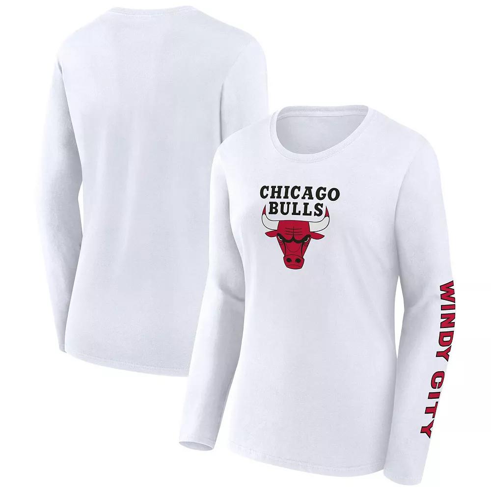 Women's Fanatics White Chicago Bulls Long Sleeve T-Shirt, Size: Small Product Image