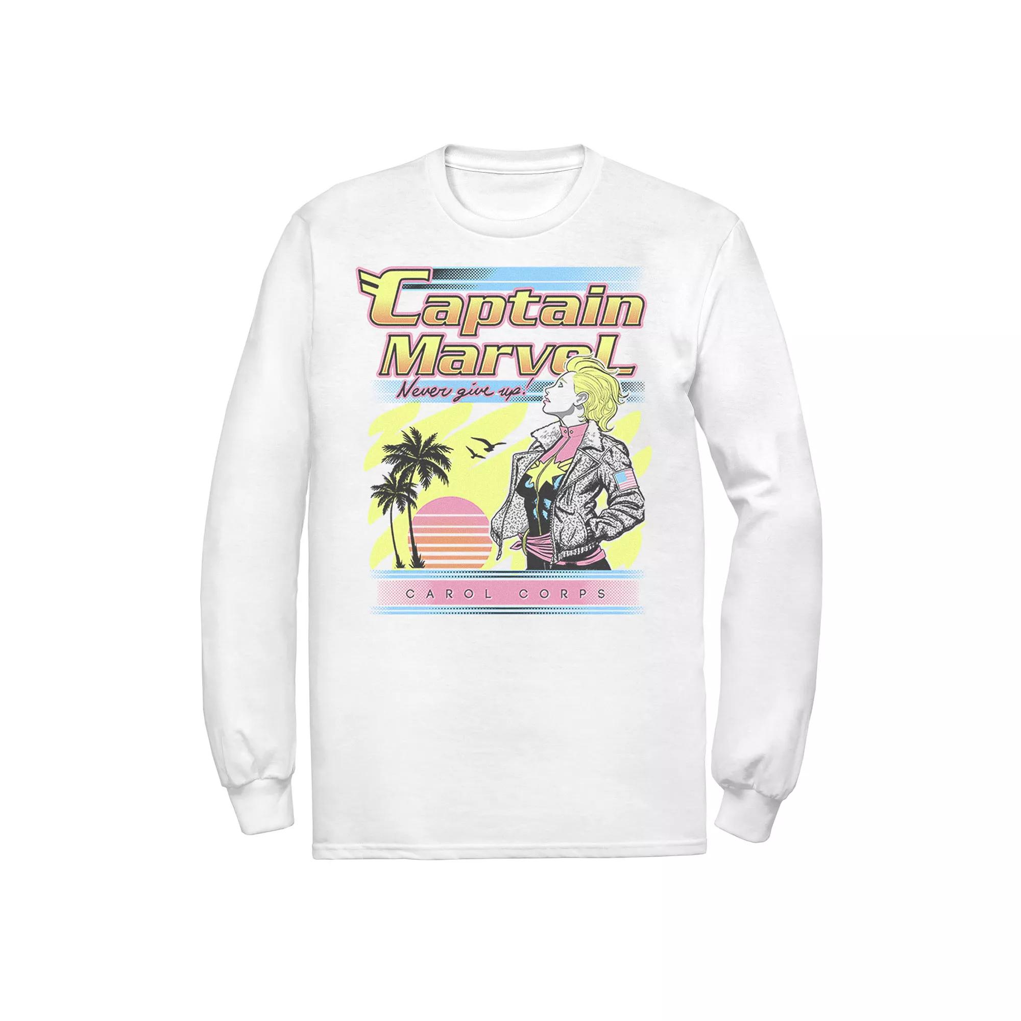 Men's Marvel Captain Marvel Never Give Up Retro Tee, Size: Medium, White Product Image
