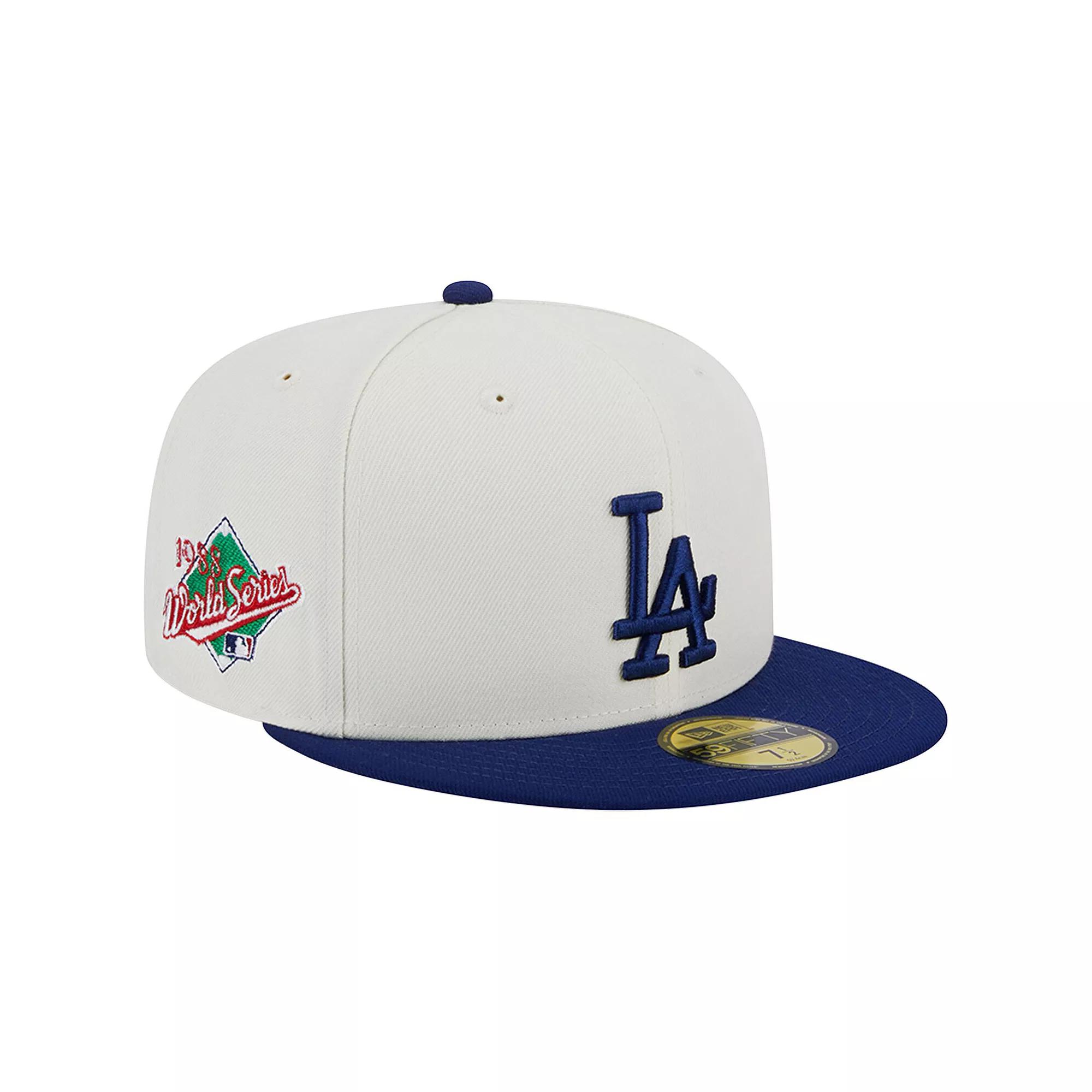 Men's New Era Stone/Royal Los Angeles Dodgers Retro 59FIFTY Fitted Hat,  Product Image