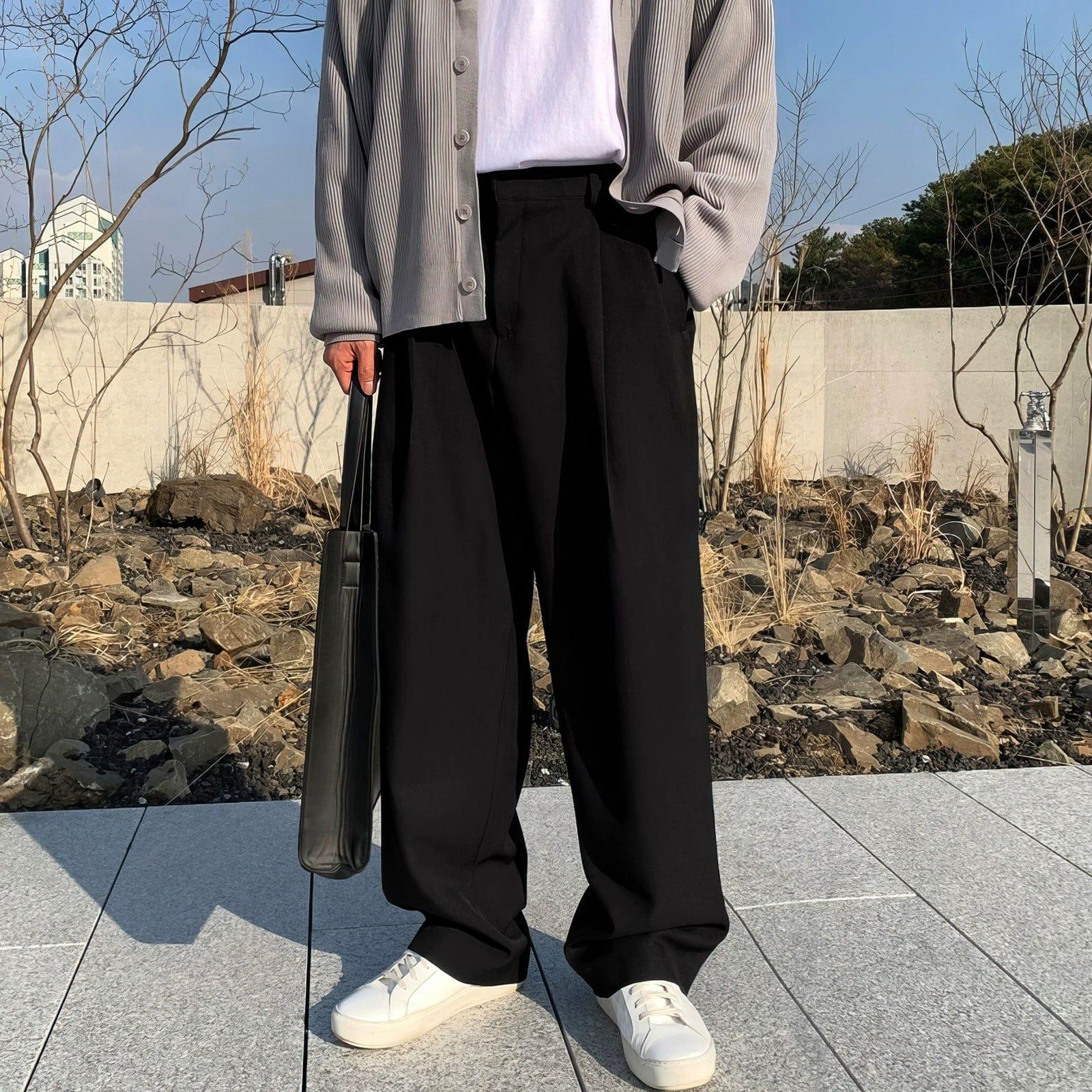 RT No. 11352 FOLDED PLEATED STRAIGHT PANTS Product Image