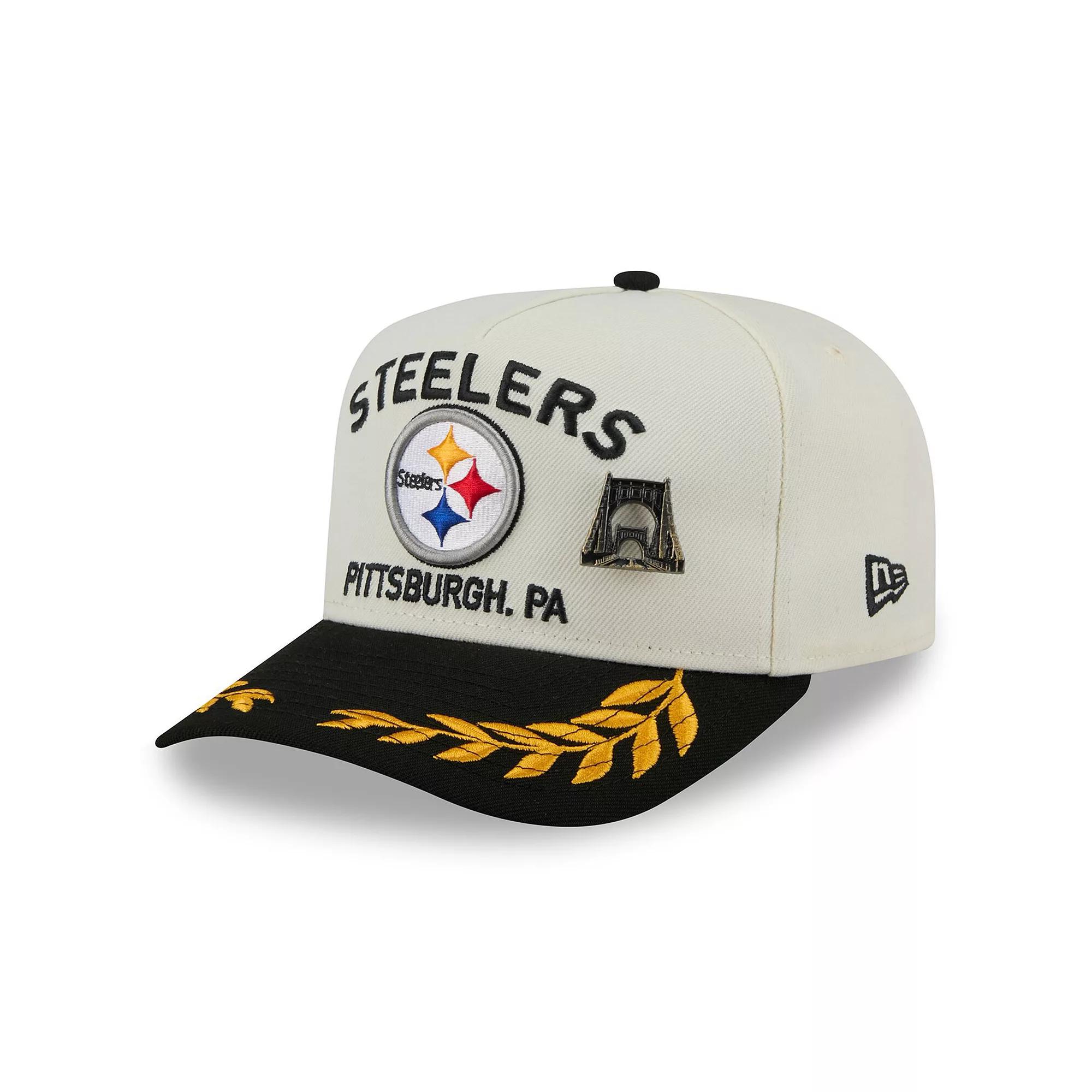 Men's New Era Cream/Black Pittsburgh Steelers 2025 NFL Draft A-Frame 59FIFTY Fitted Hat, Size: 7 5/8, Beige Product Image