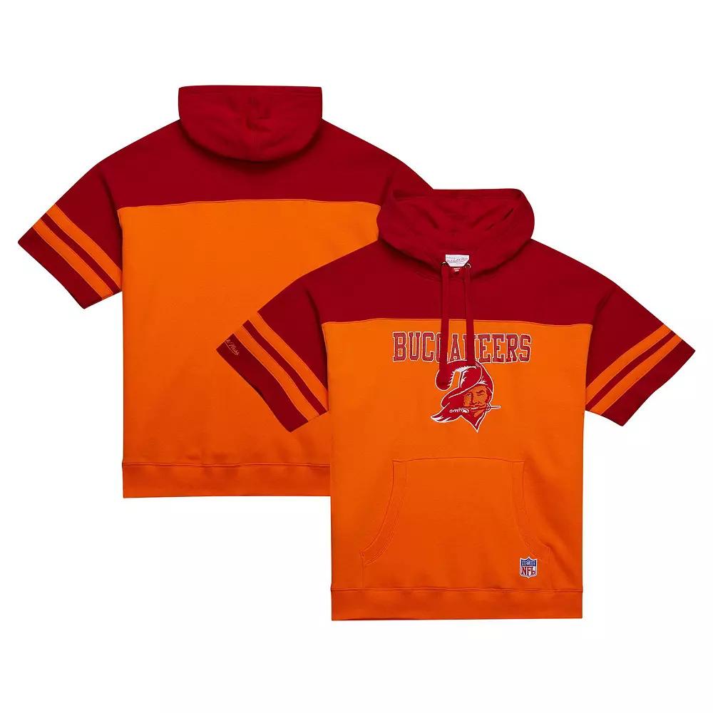 Men's Mitchell & Ness Orange Tampa Bay Buccaneers Off Field Vintage Logo Short Sleeve Pullover Hoodie,  Product Image