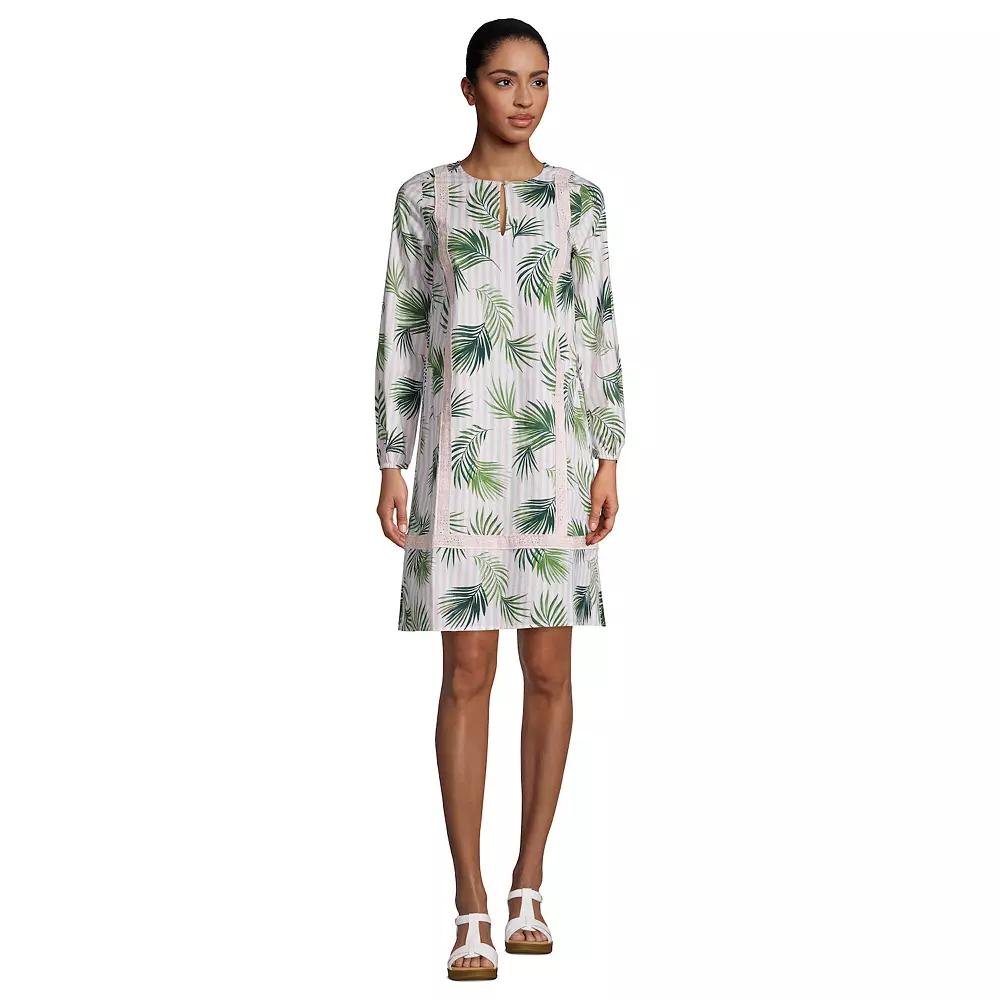 Women's Lands' End Poplin Relaxed-Fit Splitneck Dress,  Product Image