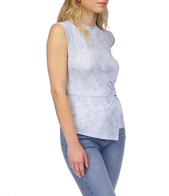 Michael Kors Matte Jersey Crew Neck Sleeveless Twist Waist Top Product Image