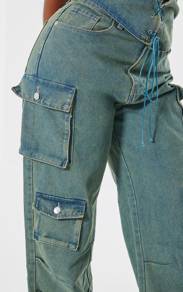Shape Vintage Wash Denim Pocket Detail Cargo Jeans Product Image