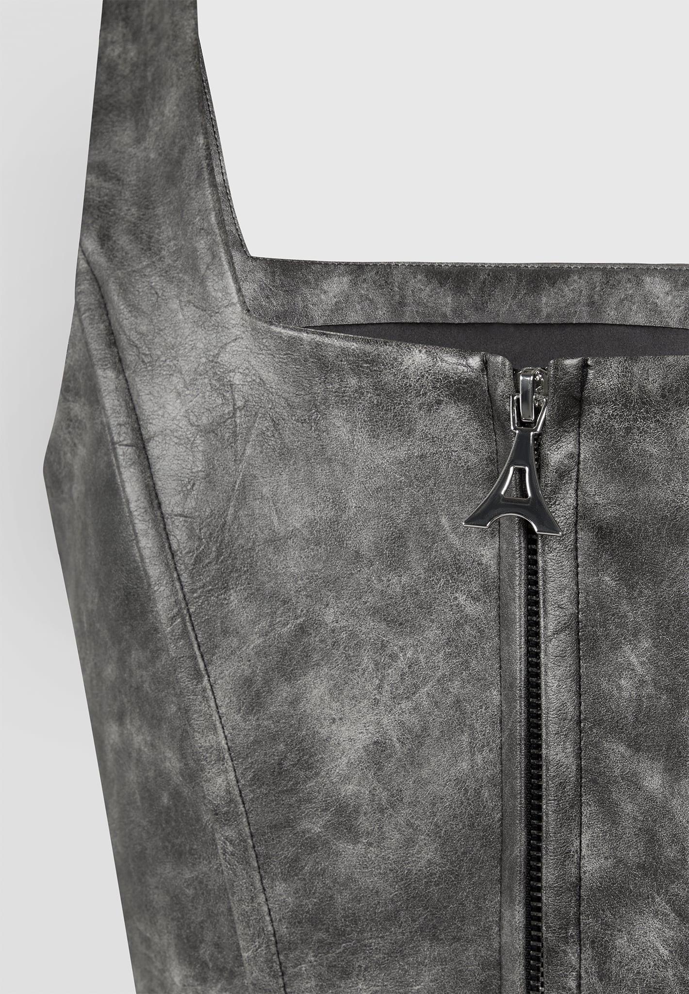 Vintage Leather Corset Top - Grey Female Product Image