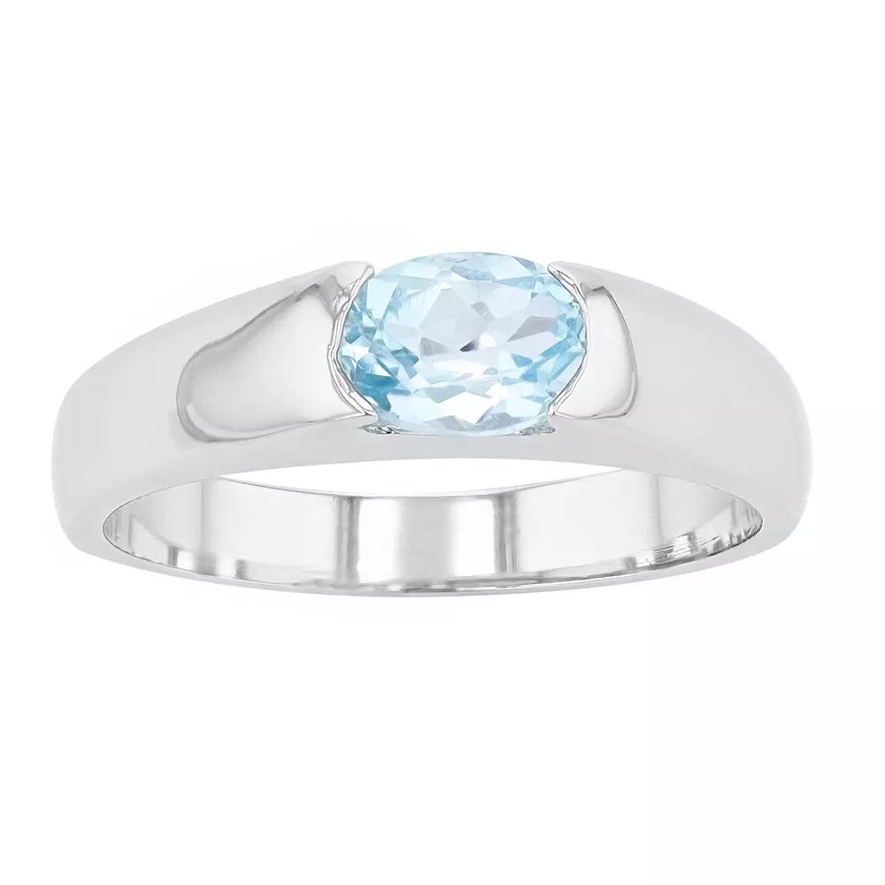 A&M Sterling Silver Oval Blue Topaz Ring, Women's,  Product Image
