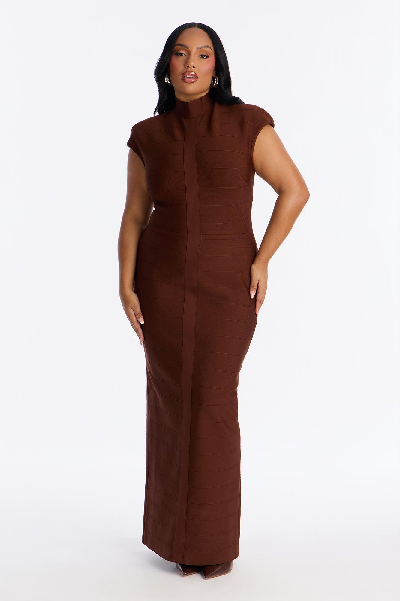 Moxie Cap Sleeve Bandage Maxi Dress - Chocolate Female Product Image