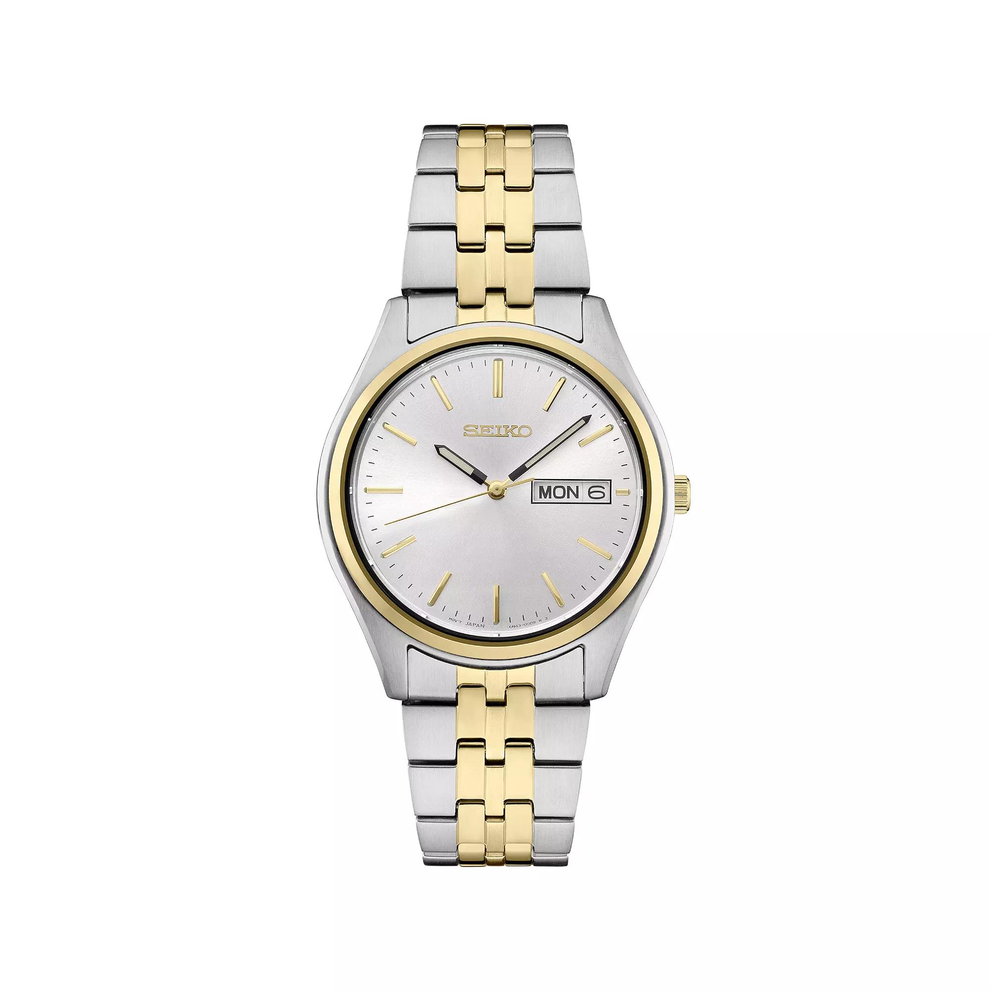 Seiko Mens Essential Two Tone White Dial Watch - SUR430 Gold Silver Product Image