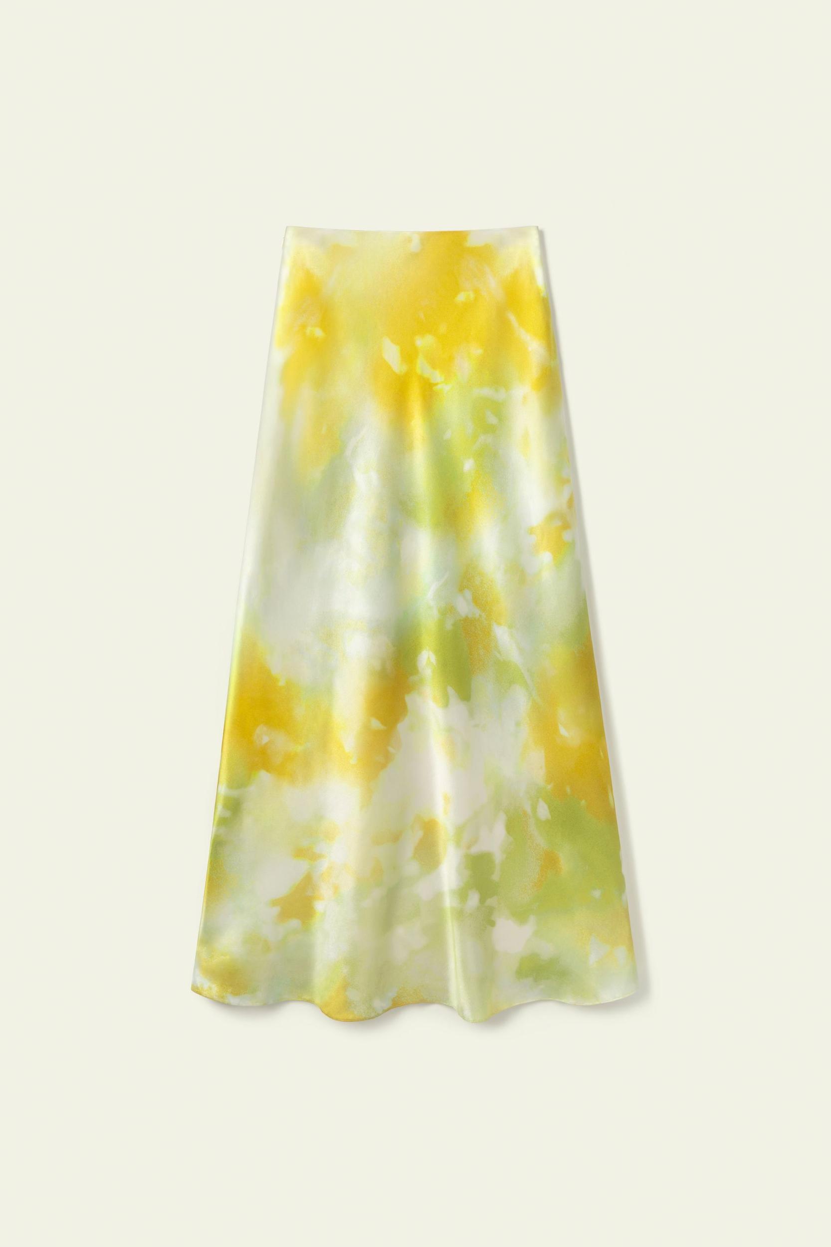 Print Bias Cut Silk Skirt Product Image