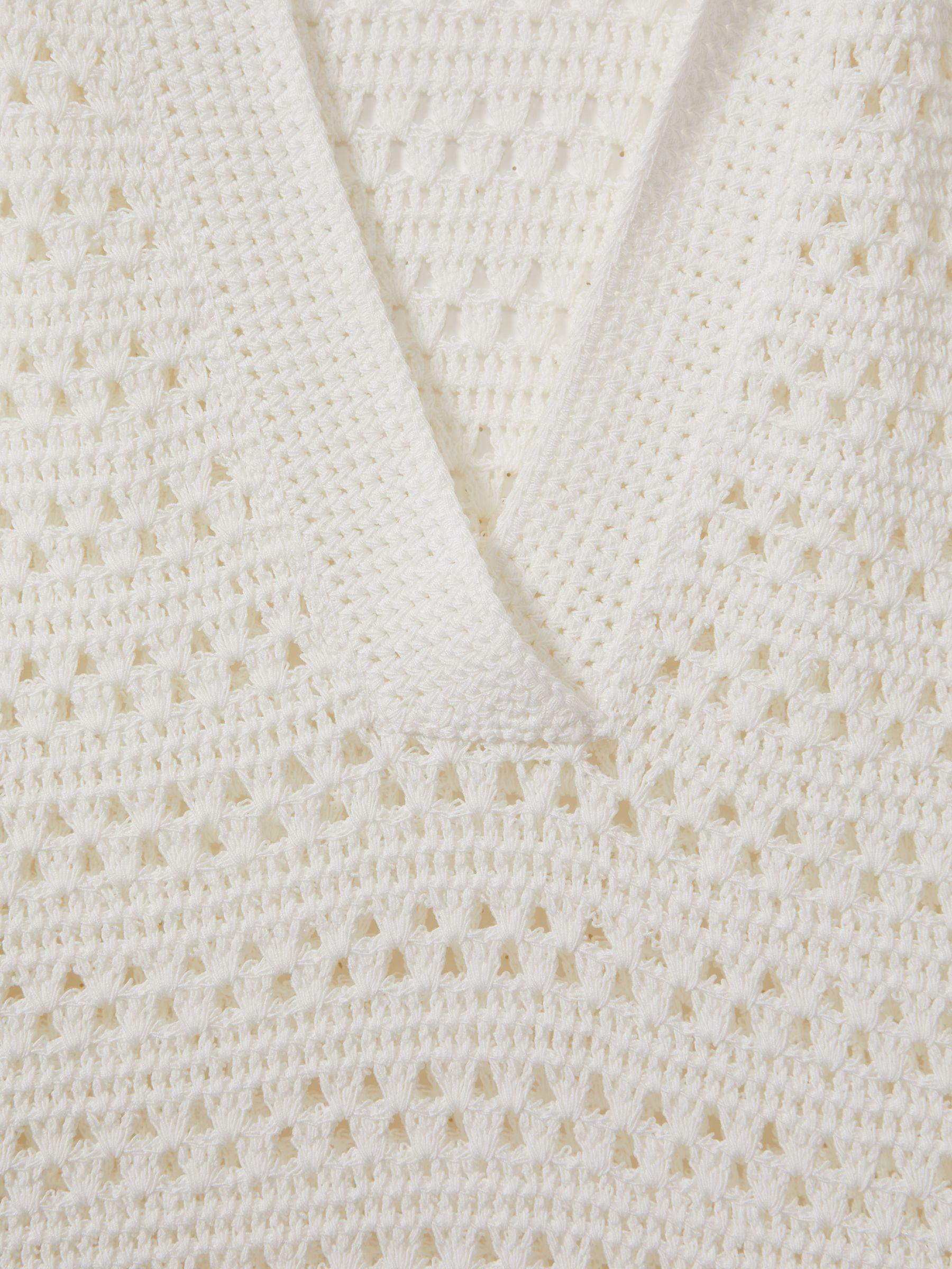 Knitted Open-Collar Polo Shirt in Ivory Product Image