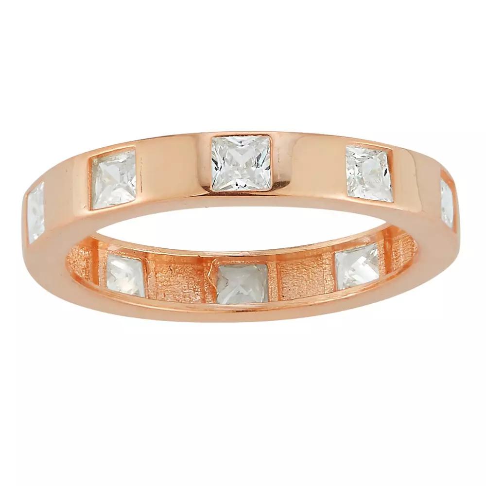 Sunkissed Sterling Cubic Zirconia Band Ring, Women's, Size: 8, Rose Gold Tone Product Image