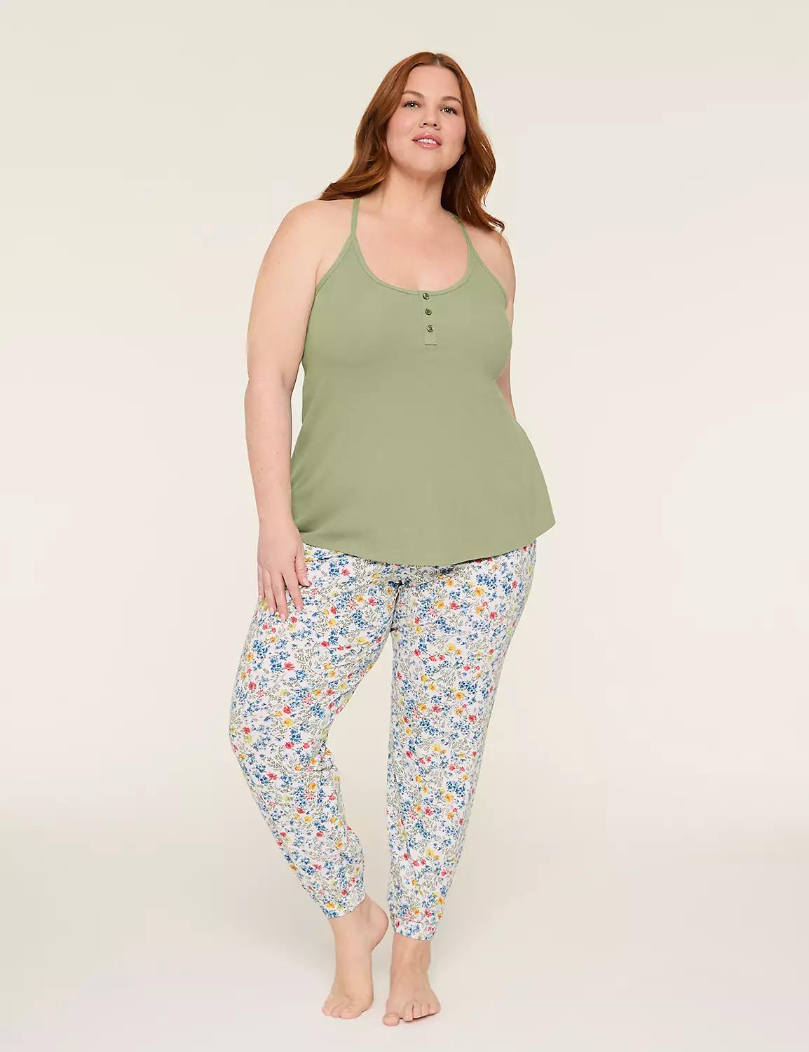 Rib Lace-Trim Cami & Jogger PJ Set Product Image