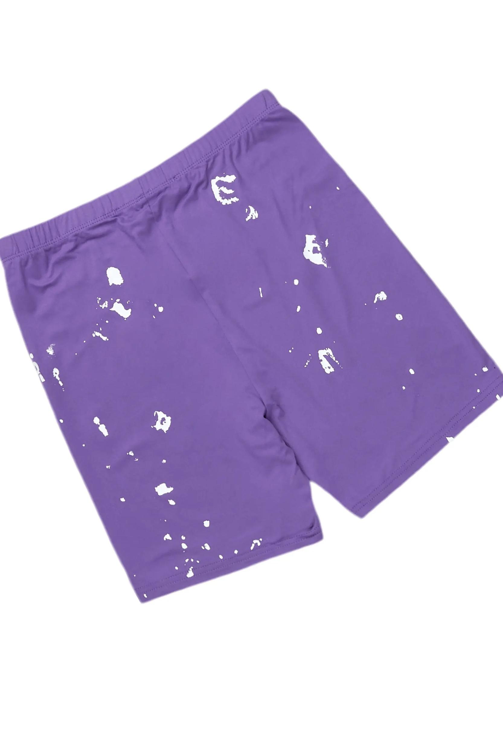 Living For It Purple Bike Short Set Female Product Image