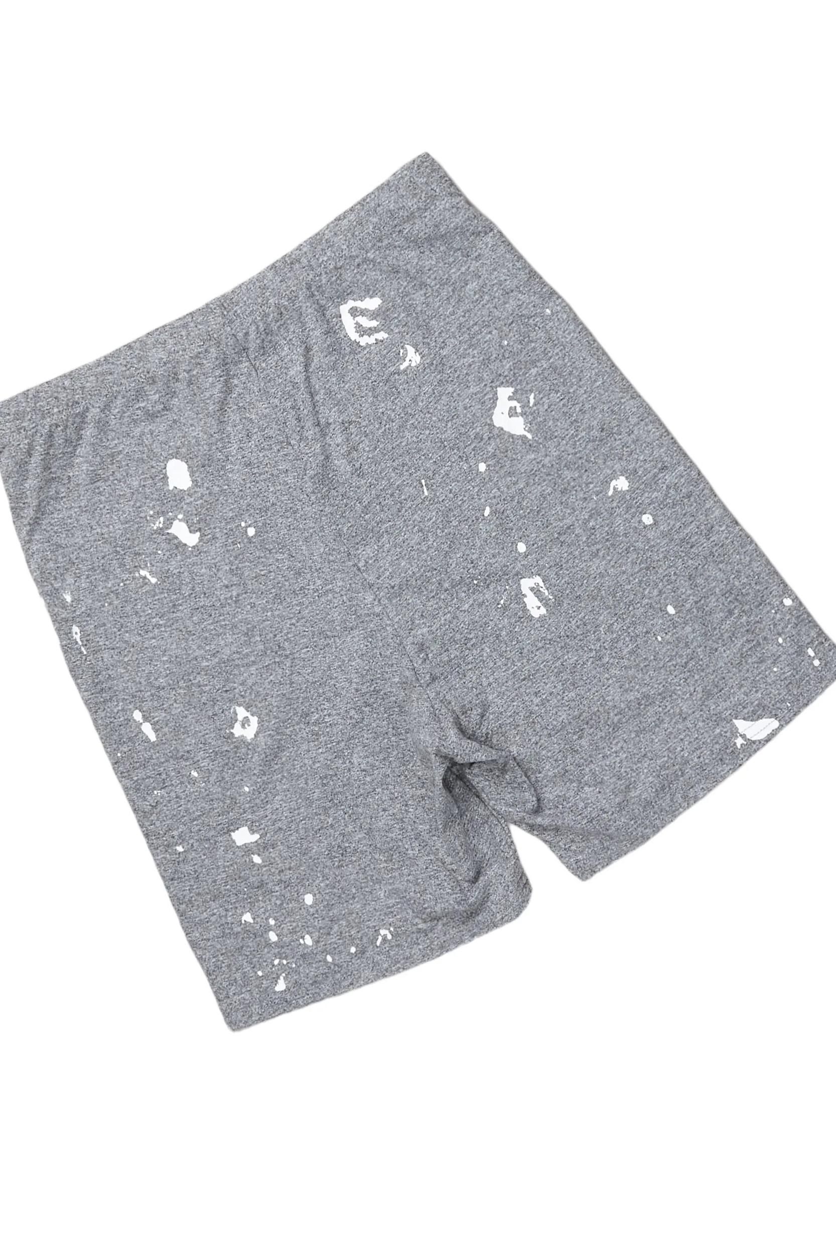 Living For It Heather Grey Bike Short Set Female Product Image