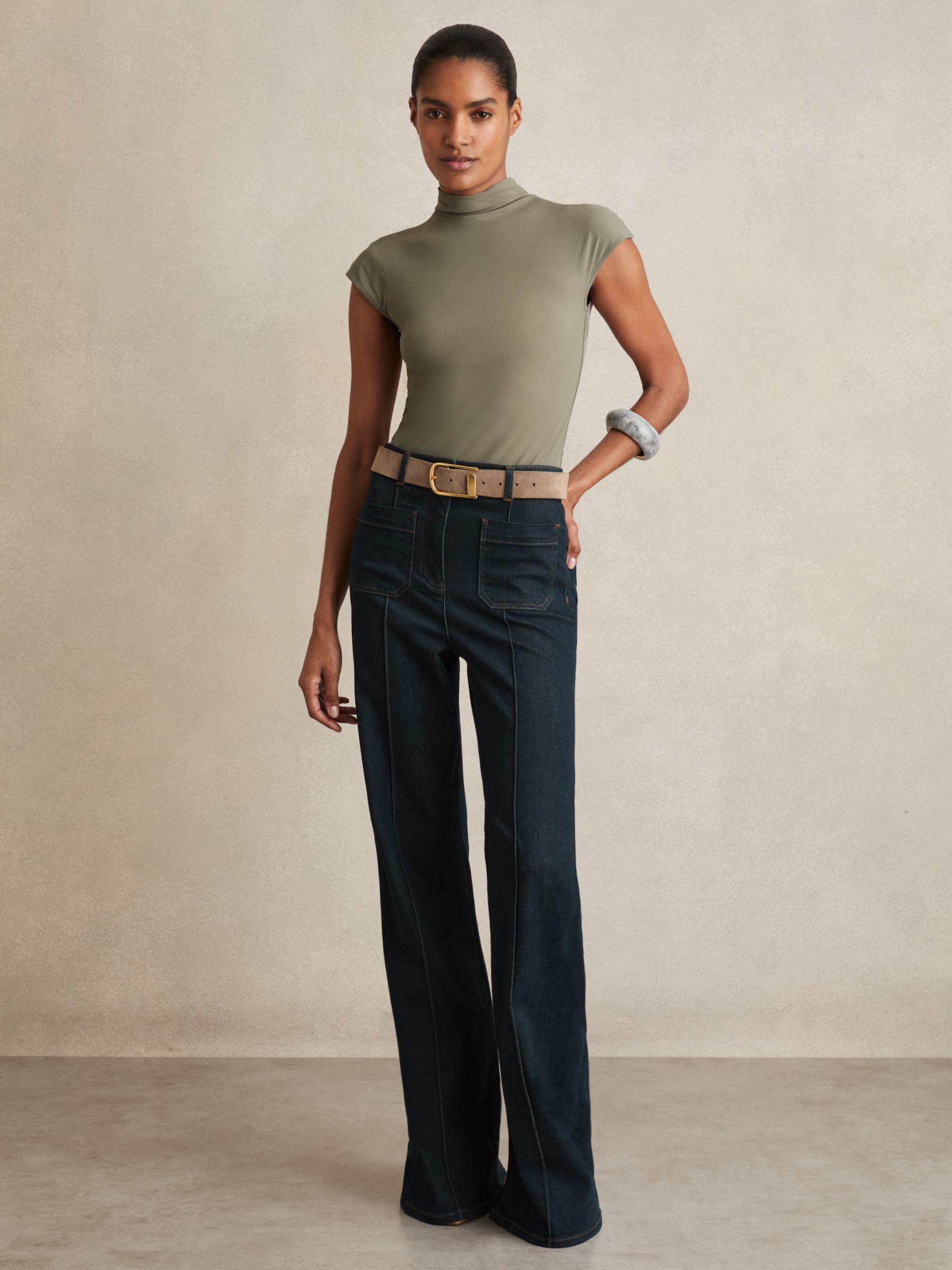 High-Neck Jersey Bodysuit in Sage Green Product Image