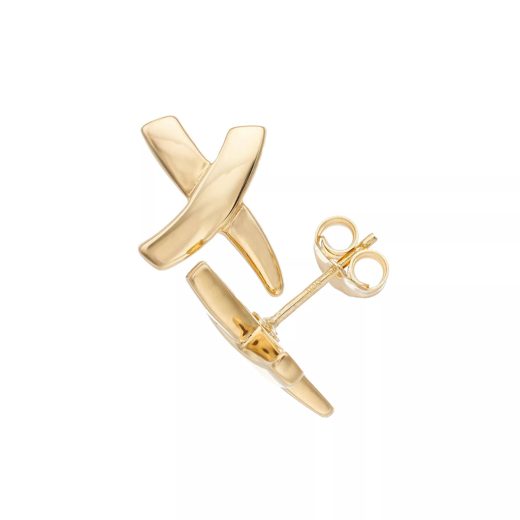 14k Gold "X" Post Stud Earrings, Women's Product Image