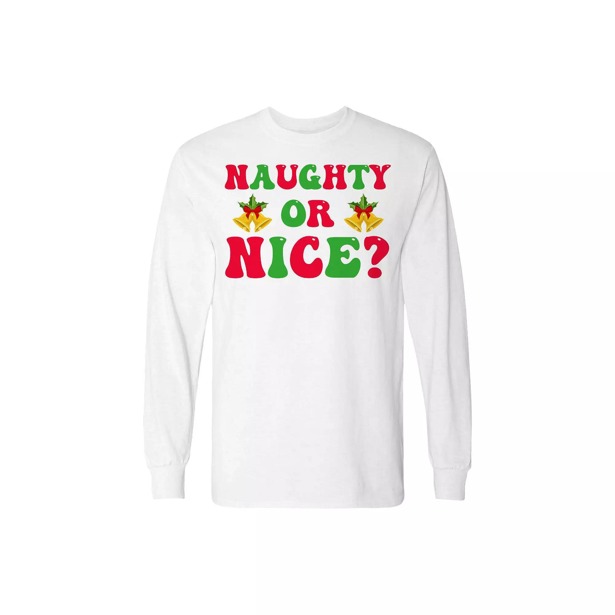 Men's Christmas Naughty Or Nice Long Sleeve Graphic Tee, Adult Unisex,  Product Image