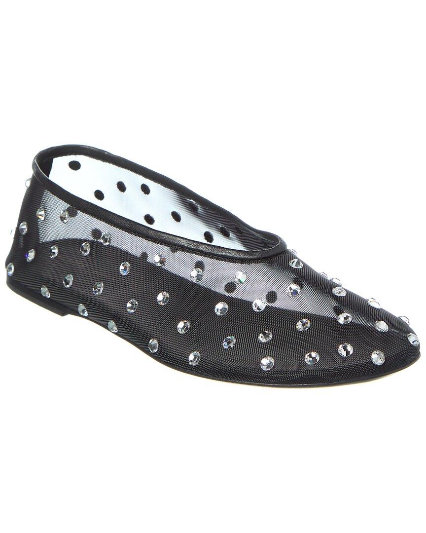 KHAITE Marcy Crystal-embellished Mesh Flats In Black Product Image