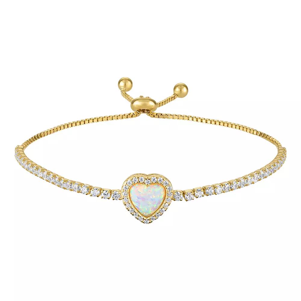 14k Gold Over Silver Opal Adjustable Bracelet, Women's, Size: 4-10" ADJ, Sterling Product Image