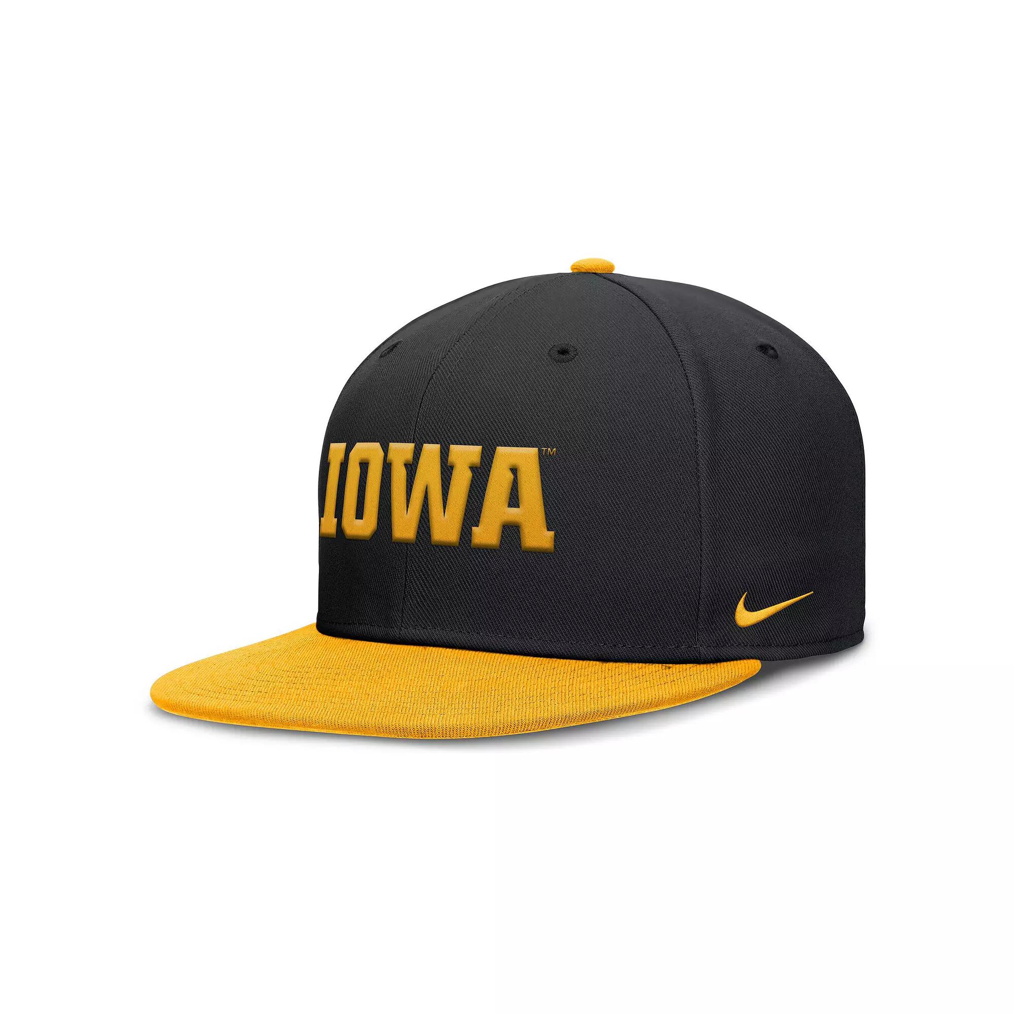 Men's Nike Black/Gold Iowa Hawkeyes Two-Tone Primetime Performance Fitted Hat,  Product Image