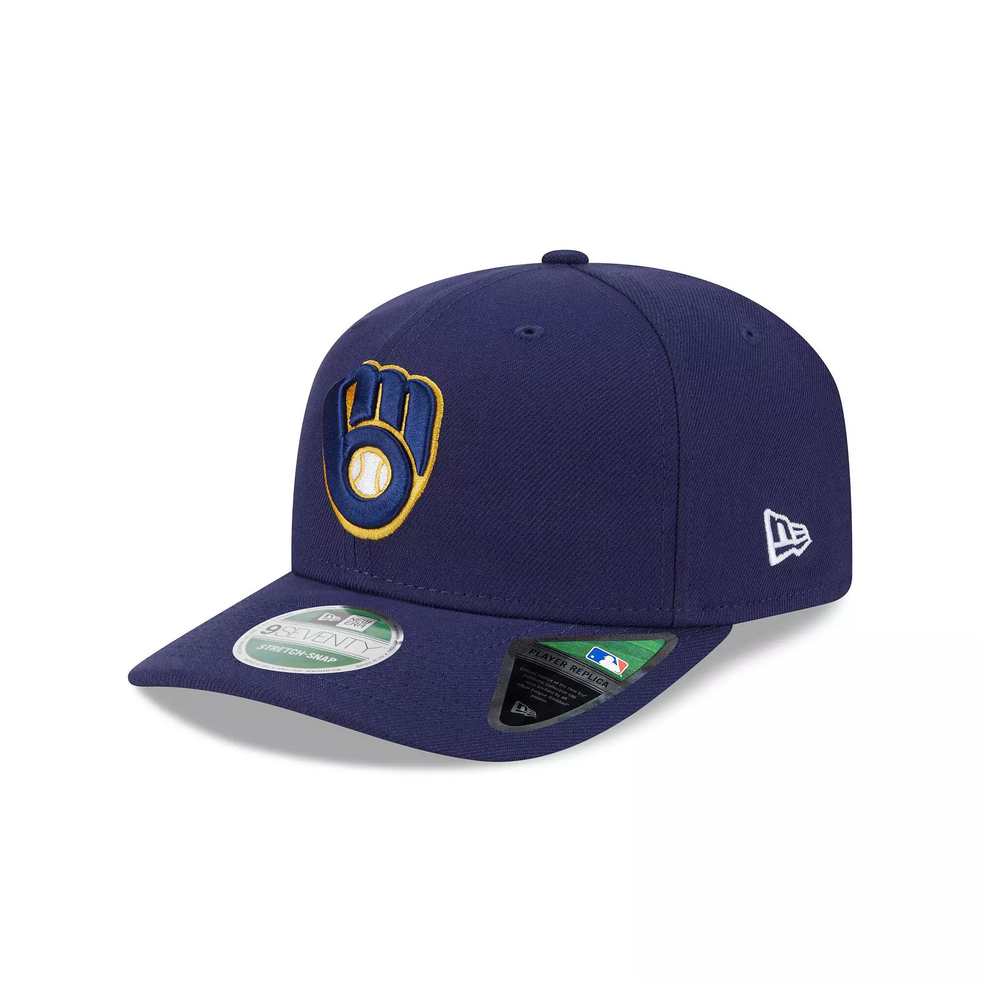 Men's New Era Navy Milwaukee Brewers Player Replica 9SEVENTY Adjustable Hat, Blue Product Image