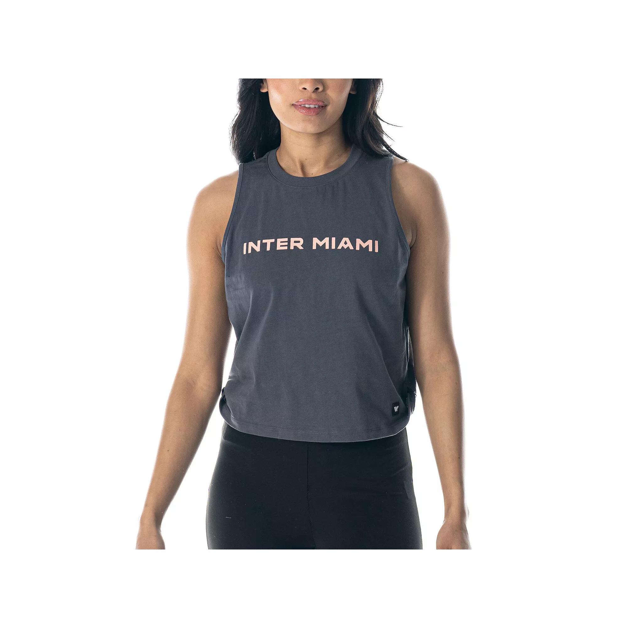 Women's The Wild Collective Charcoal Inter Miami CF Side Knot Tank Top, Size: XL, Mls Charco Product Image