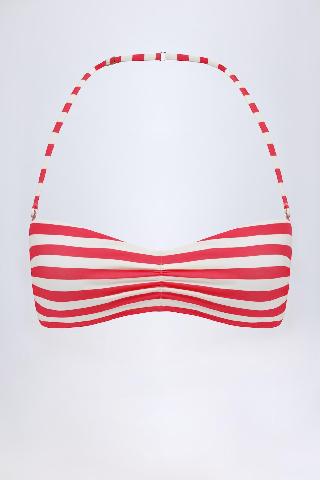 Multiway Bikini Top in Cherry Red Stripe Product Image