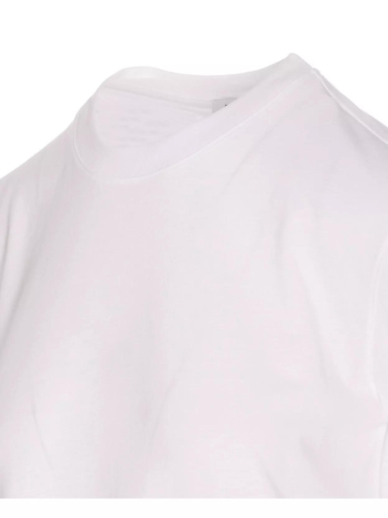 ALAÏA Oversized Poplin-trimmed Cotton-jersey Peplum T-shirt In White Product Image