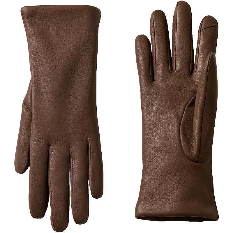 Women's Lands' End Touch Screen Compatible Leather Gloves with Cashmere Lining,  Product Image