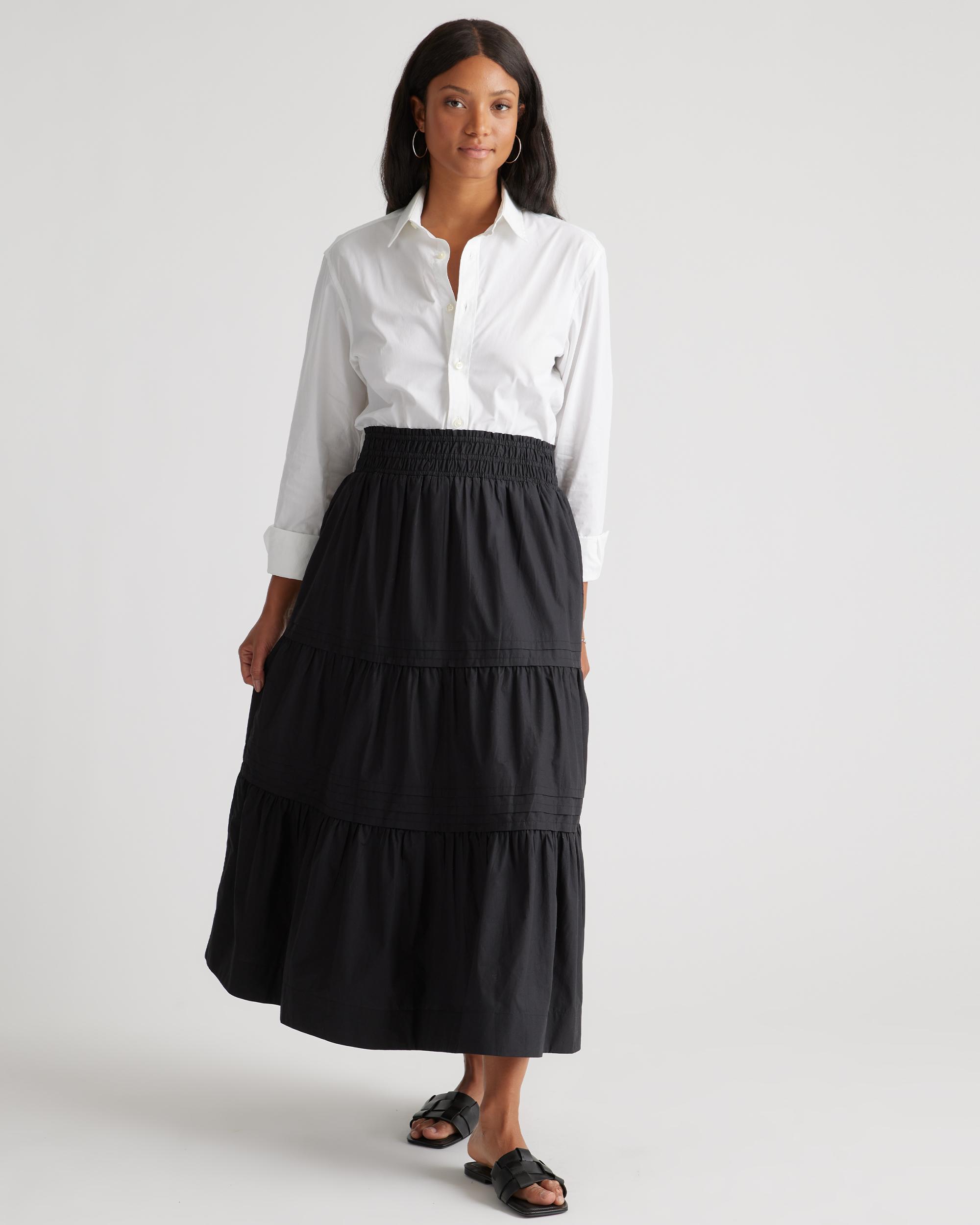 Quince | Women's Poplin Tiered Maxi Skirt Organic Cotton Product Image